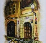Nejmenší dům, Praha, akvarel, Josef Pepíno Balek