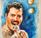 Freddie Mercury, akvarel, Josef Pepíno Balek