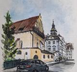 Praha, Maiselova ulice,  akvarel,  Josef Pepíno Balek
