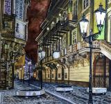 Praha, Stavovské divadlo, akvarel,  Josef Pepíno Balek