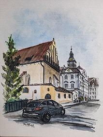 Praha, Maiselova ulice,  akvarel,  Josef Pepíno Balek