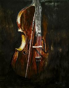 Violoncello, akvarel, Josef Pepíno Balek